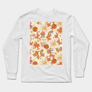 Mushrooms Rainbows Butterflies Groovy Long Sleeve T-Shirt